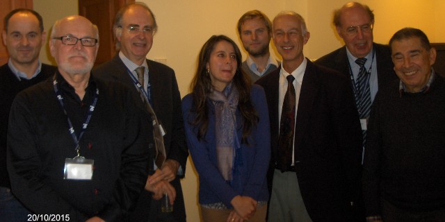 Participants of the meeting are in good shape. From left to right:<BR>
 Thomas Meiren, Kari Komonen, Antoine Despujols, Flor Angela Quintero,<BR>
 Thomas Anlahr, Roberto Ravaglia, Franco Santini, Francesco Cangialosi.<BR>
 Photo: Guido Walt